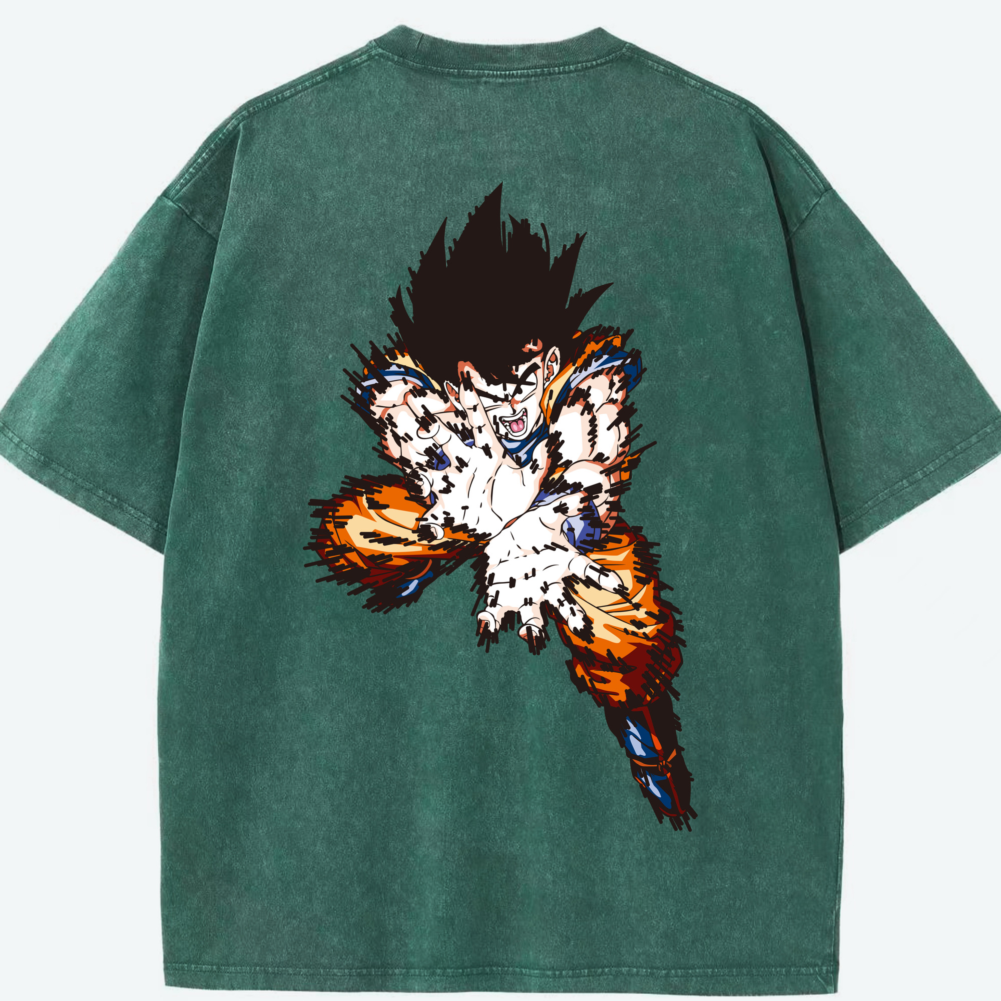 （画像用） ドラゴンボール 孫悟空（そん ごくう）Son Goku カカロット DRAGON BALL Kakarotto 綿100% ヴィンテージ風 半袖Tシャツ（背面プリント）